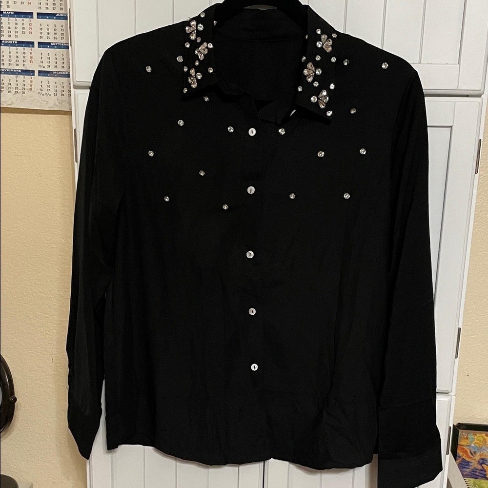 Embellished Black Blouse